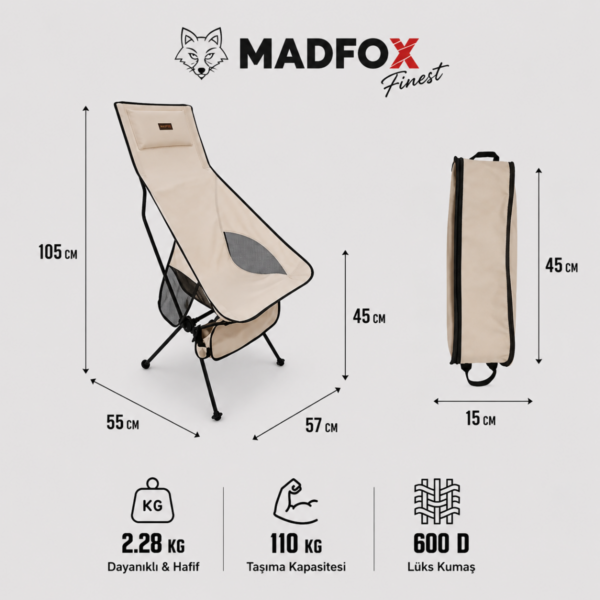 Madfox AirNest Ultra Katlanır Kamp Sandalyesi Cream 5 Madfox AirNest Ultra Katlanır Kamp Sandalyesi Cream 5
