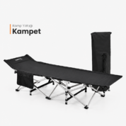 Madfox AeroLift Katlanır Kamp Yatağı Kampet Siyah – 200 kg Taşıma Kapasiteli