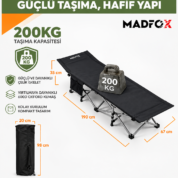 Madfox AeroLift Katlanır Kamp Yatağı Kampet Siyah – 200 kg Taşıma Kapasiteli 5