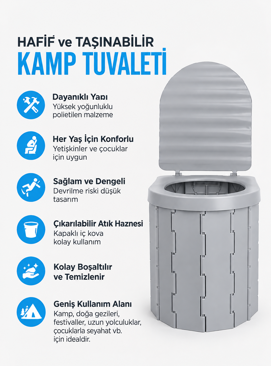 Madfox Bi-Pot Katlanır Portatif Kamp Tuvaleti Gri 158 kg 6 Madfox Bi-Pot Katlanır Portatif Kamp Tuvaleti Gri 158 kg 6