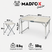 Madfox CampSet ShadePort Katlanır Kamp Masası Seti Beyaz 4 Tabureli 3