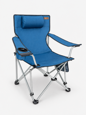 Madfox ChillSeat Yastıklı Katlanabilir Kamp Sandalyesi 110 kg Taşıma Mavi Oxford Kumaş Bardaklıklı Cepli