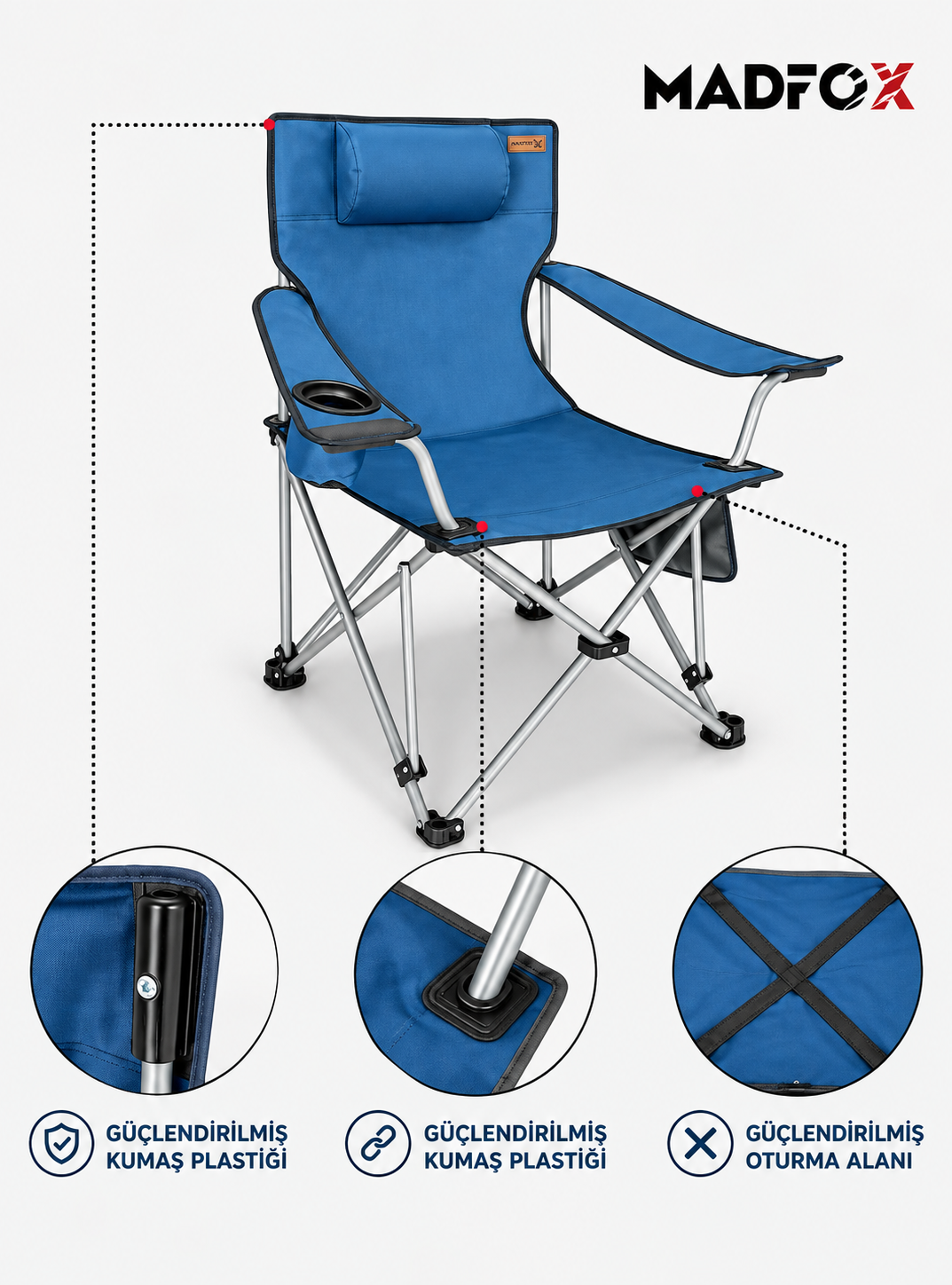 Madfox ChillSeat Yastıklı Katlanabilir Kamp Sandalyesi 110 kg 4 Madfox ChillSeat Yastıklı Katlanabilir Kamp Sandalyesi 110 kg 4