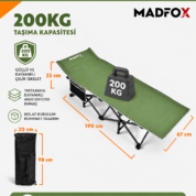 Madfox SteelRest Katlanır Kamp Yatağı Kampet Yeşil 200 kg Taşıma Kapasiteli 3