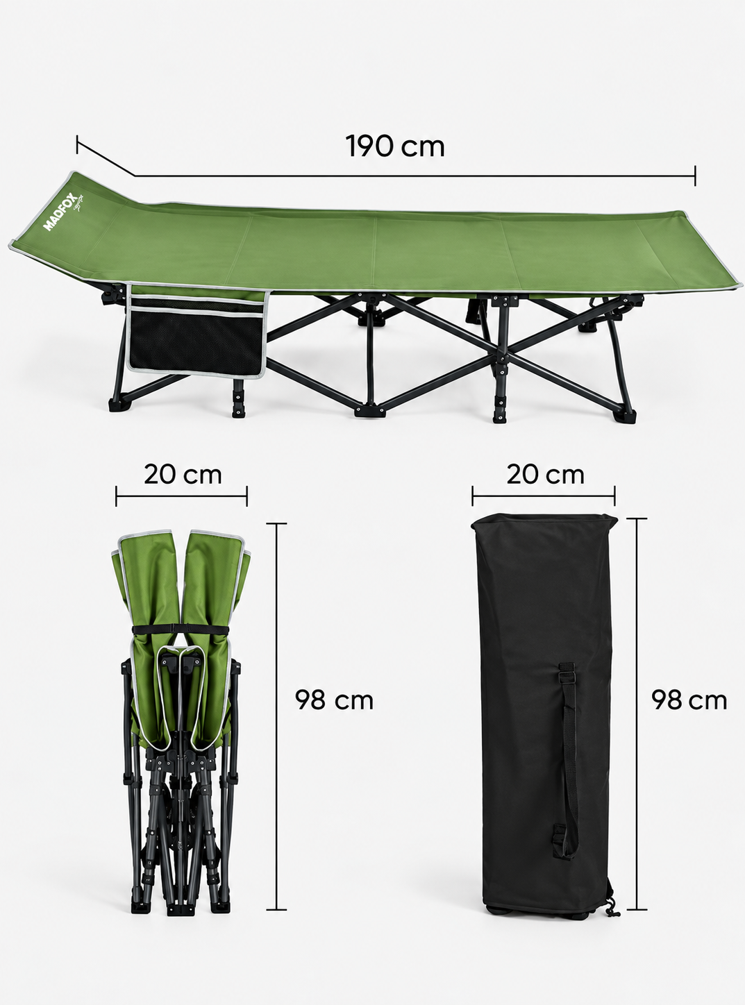 Madfox SteelRest Katlanır Kamp Yatağı Kampet Yeşil 200 kg Taşıma Kapasiteli 4 Madfox SteelRest Katlanır Kamp Yatağı Kampet Yeşil 200 kg Taşıma Kapasiteli 4