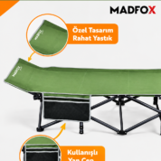 Madfox SteelRest Katlanır Kamp Yatağı Kampet Yeşil 200 kg Taşıma Kapasiteli 5