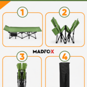 Madfox SteelRest Katlanır Kamp Yatağı Kampet Yeşil 200 kg Taşıma Kapasiteli 6