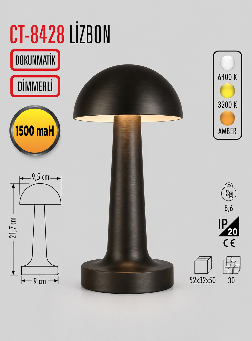 Şarjlı Dokunmatik Dekoratif Led Masa Lambası Cata CT-8428 Lizbon 2 Şarjlı Dokunmatik Dekoratif Led Masa Lambası Cata CT-8428 Lizbon 2
