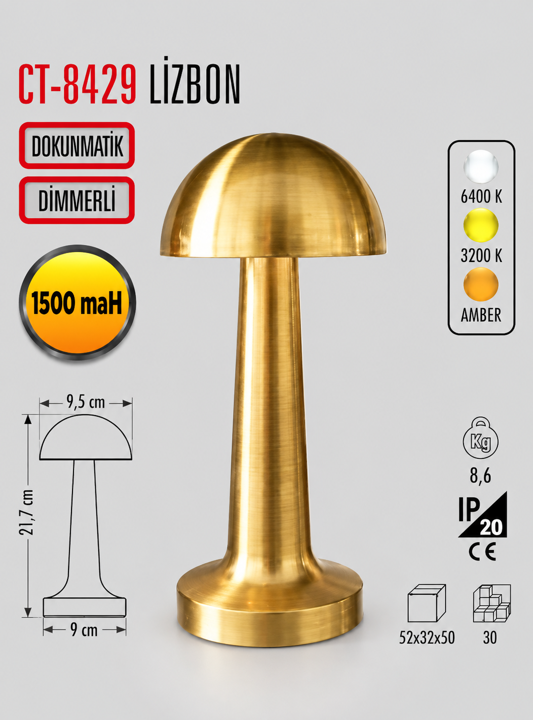 Şarjlı Dokunmatik Dekoratif Led Masa Lambası Cata CT-8429 Lizbon 3 Şarjlı Dokunmatik Dekoratif Led Masa Lambası Cata CT-8429 Lizbon 3