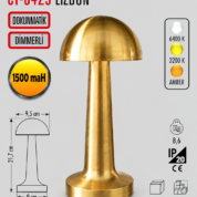 Şarjlı Dokunmatik Dekoratif Led Masa Lambası Cata CT-8429 Lizbon 3