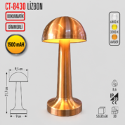 Şarjlı Dokunmatik Dekoratif Led Masa Lambası Cata CT-8430 Lizbon 2