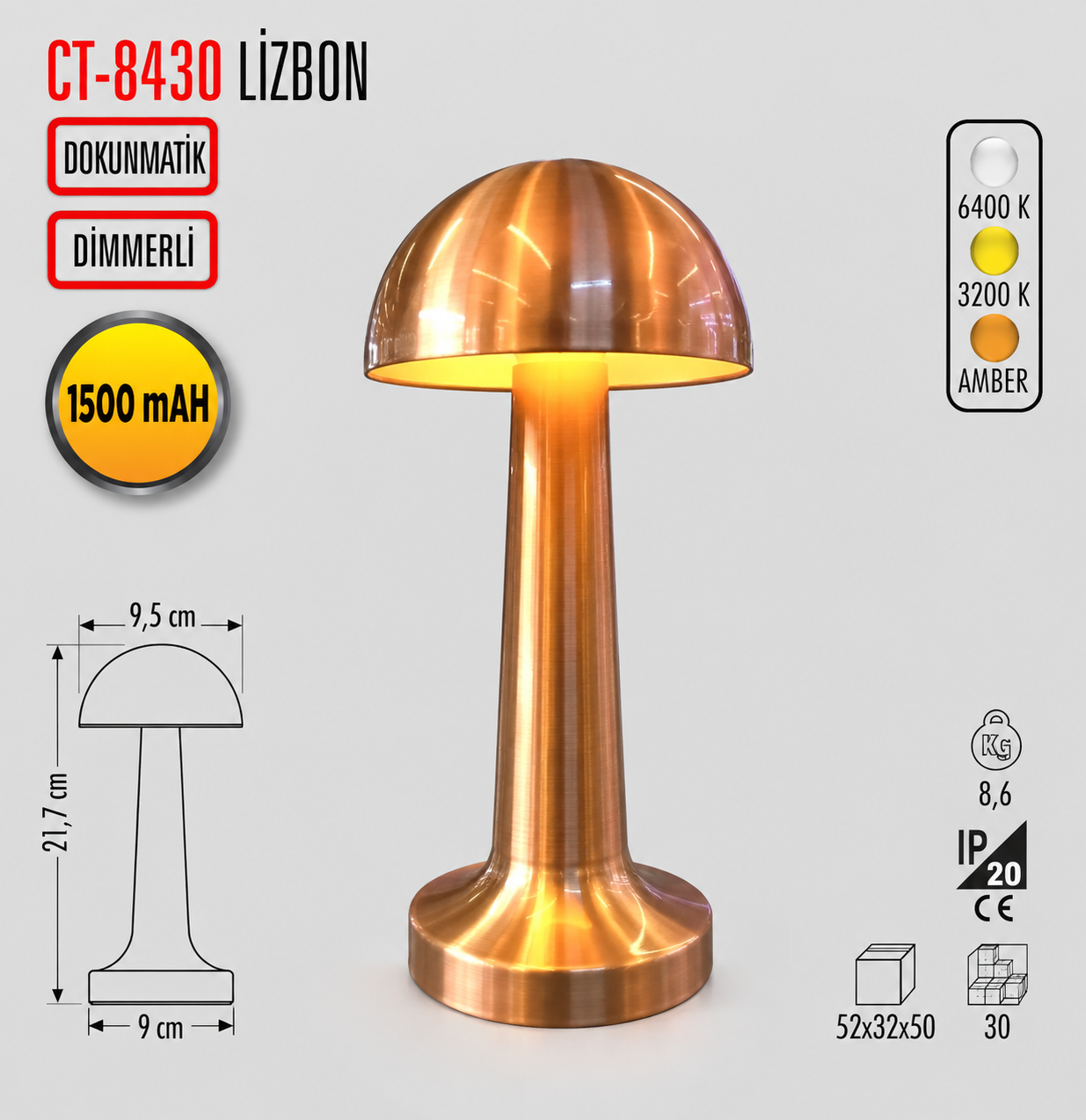 Şarjlı Dokunmatik Dekoratif Led Masa Lambası Cata CT-8430 Lizbon 2 Şarjlı Dokunmatik Dekoratif Led Masa Lambası Cata CT-8430 Lizbon 2