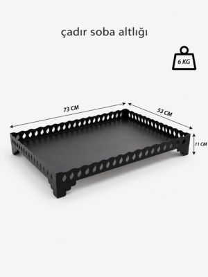 NURGAZ Çadır Soba Altlığı 73 × 53 cm Çelik Isıya Dayanıklı Boyalı