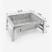 NURGAZ Krom Katlanır Mangal Paslanmaz Çelik Taşıma Çantalı 44,5 × 35 cm