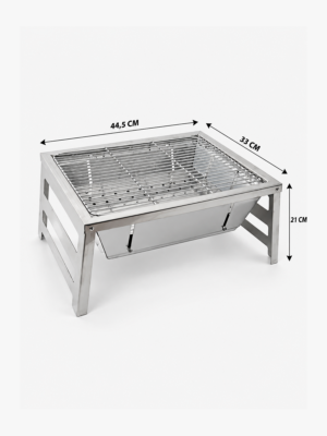 NURGAZ Krom Katlanır Mangal Paslanmaz Çelik Taşıma Çantalı 44,5 × 35 cm