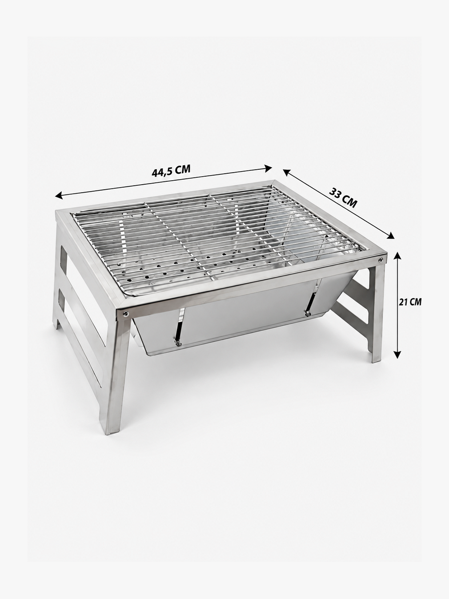 NURGAZ Krom Katlanır Mangal Paslanmaz Çelik Taşıma Çantalı 44,5 × 35 cm NURGAZ Krom Katlanır Mangal Paslanmaz Çelik Taşıma Çantalı 44,5 × 35 cm